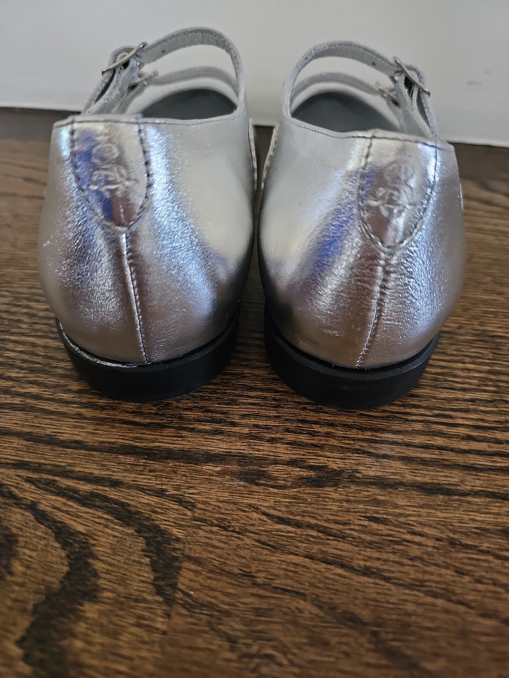 The Office Of Angela Scott Miss Margo Silver Mary Jane Flat Sz 37 US 7 Shoes New - Picture 6 of 9